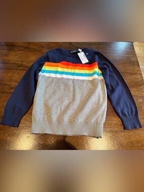 NWT cotton Navy & Gray Rainbow Stripe Crewneck Sweater